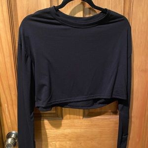 Blue Fitted Crop Sweatshirt